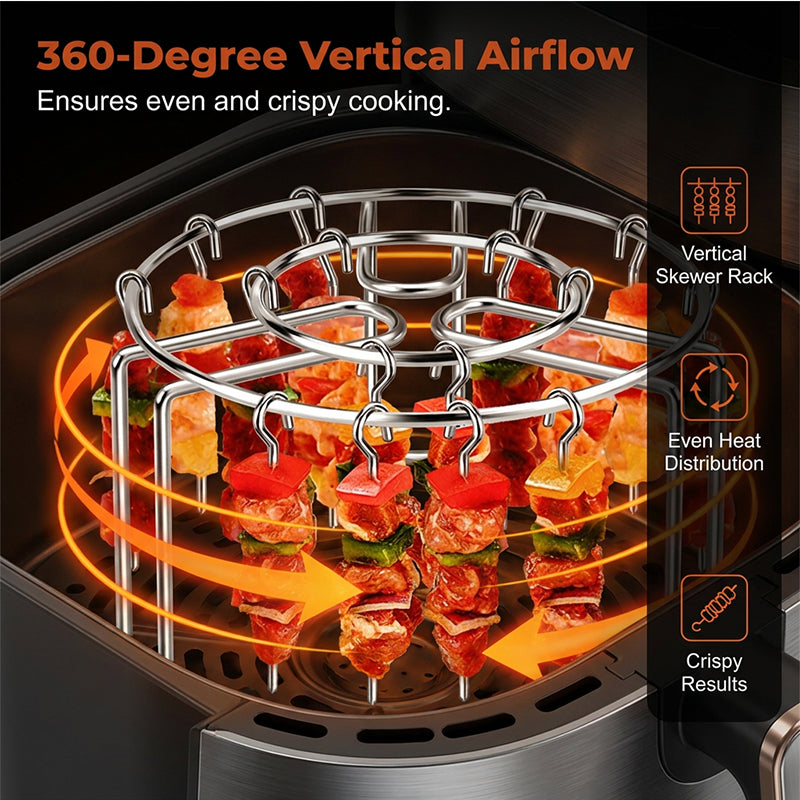 Support à brochettes pour friteuse à air en acier inoxydable