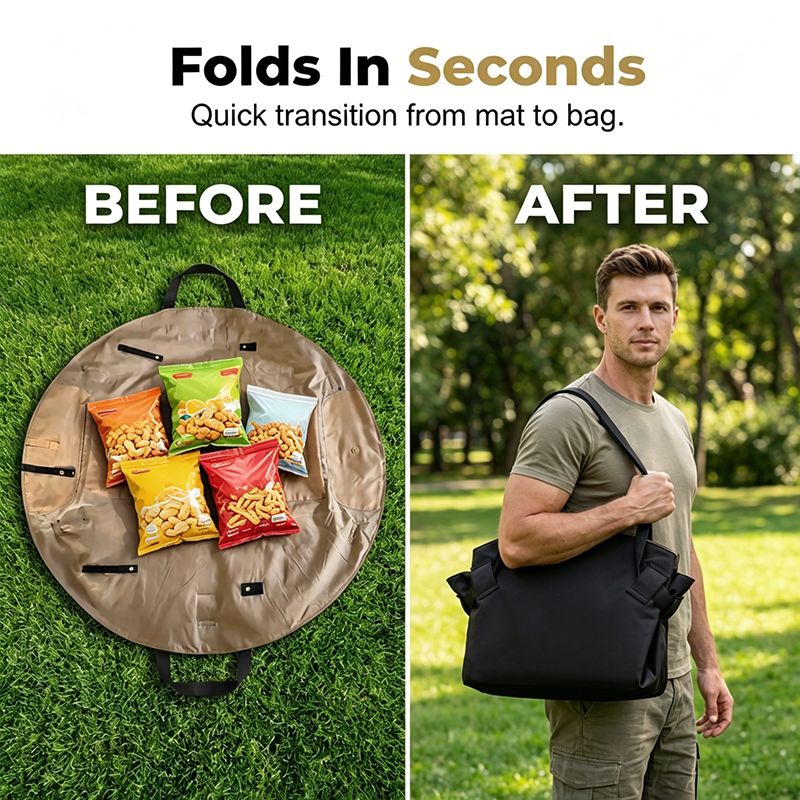 Sac fourre-tout convertible 2-en-1 avec tapis de pique-nique – Sac à main de rangement de voyage portable grande capacité | Maintenant