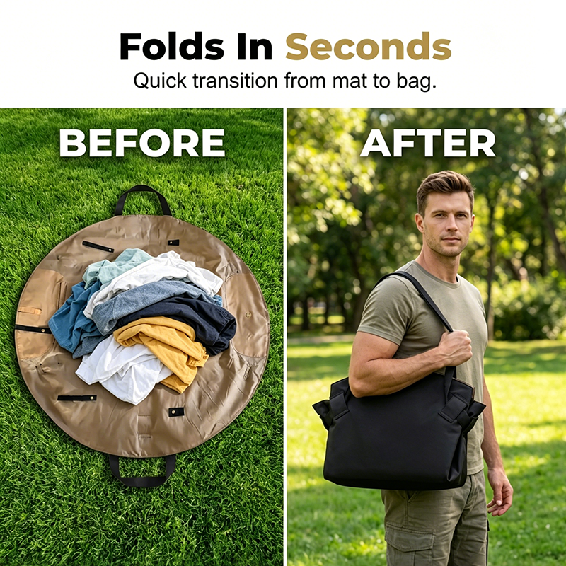 Sac fourre-tout convertible 2-en-1 avec tapis de pique-nique – Sac à main de rangement de voyage portable grande capacité | Maintenant