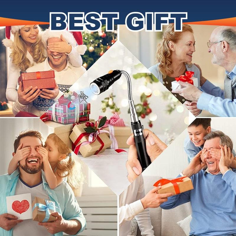 Lampe de poche télescopique magnétique multifonctionnelle – Extensible, col de cygne à 360°, super lumineuse