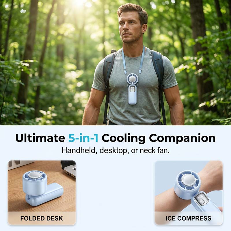 Ventilateur portatif pliable avec affichage LED