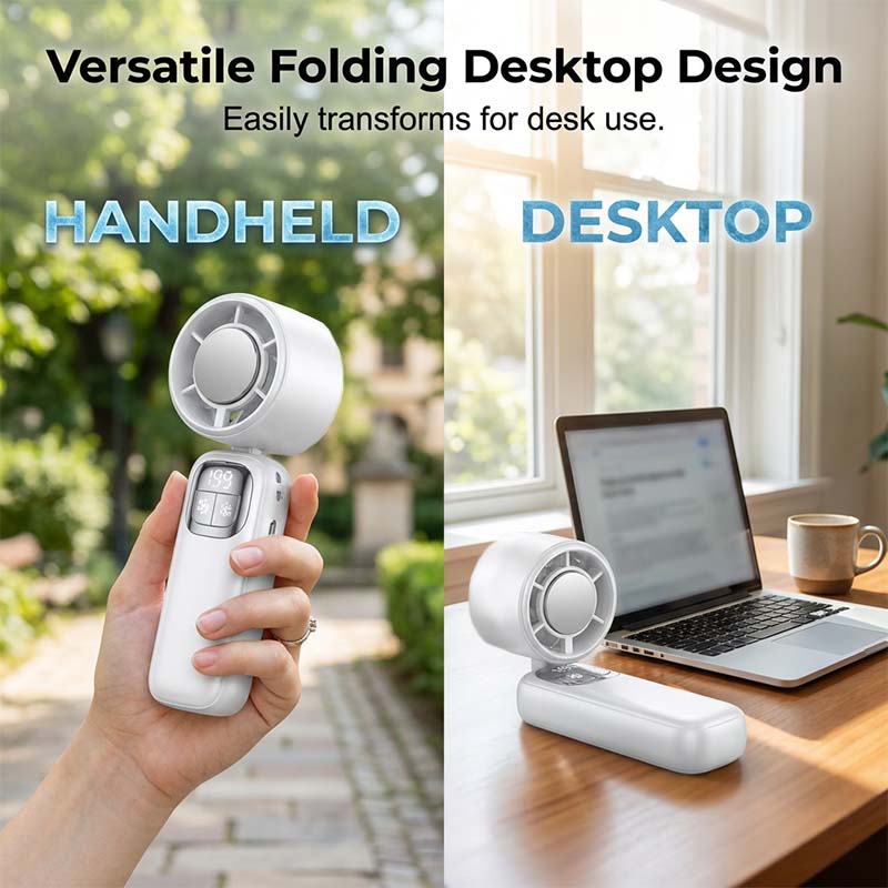Ventilateur portatif pliable avec affichage LED