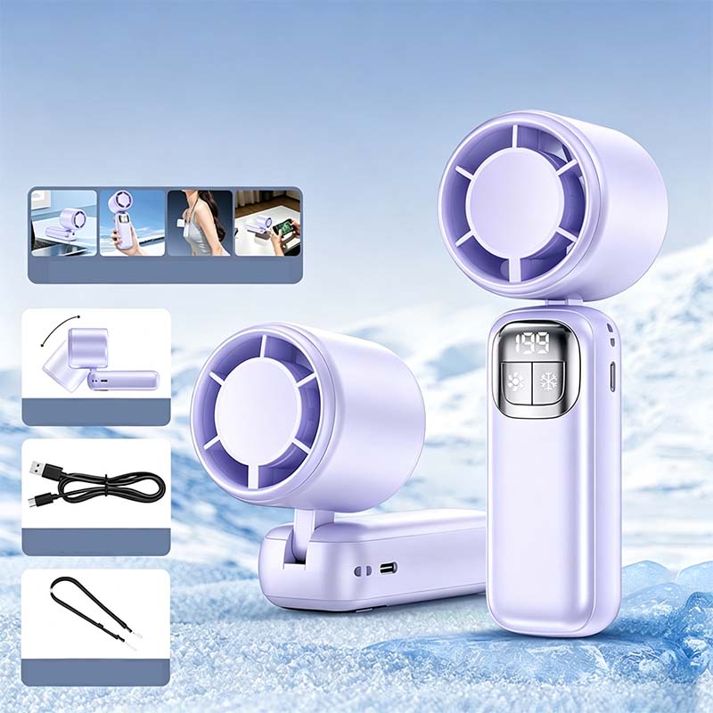 Ventilateur portatif pliable avec affichage LED