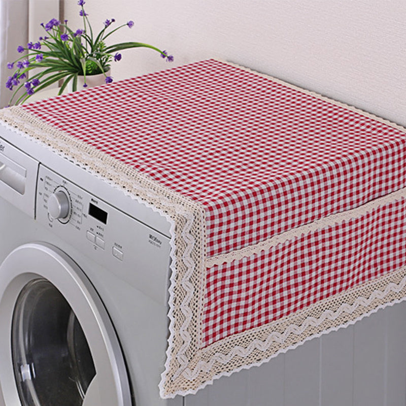 Housse de protection pour réfrigérateur en coton et lin avec poches
