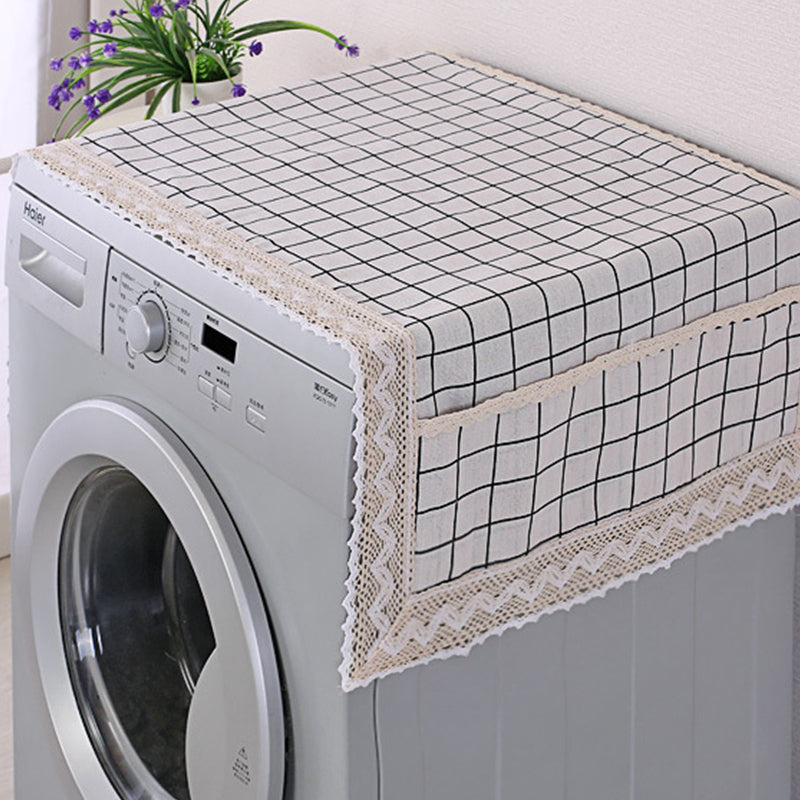 Housse de protection pour réfrigérateur en coton et lin avec poches