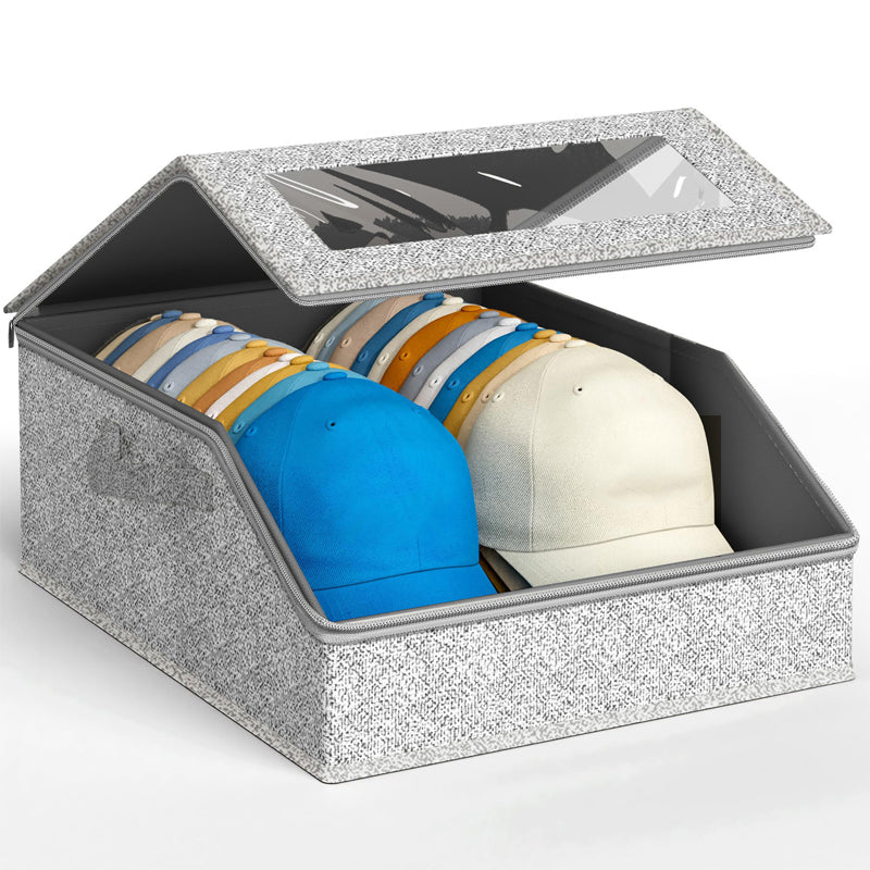 Boîte de rangement pour chapeaux empilable avec fenêtre transparente