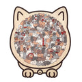 Adorable puzzle en bois en forme de chat