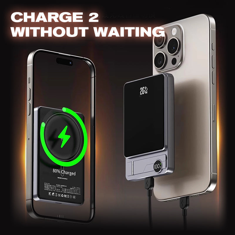 Chargeur portable magnétique ultra-fin avec support