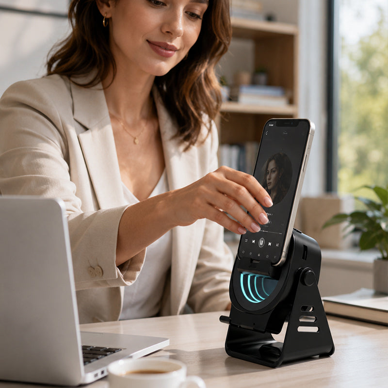 Support de téléphone à induction avec haut-parleur