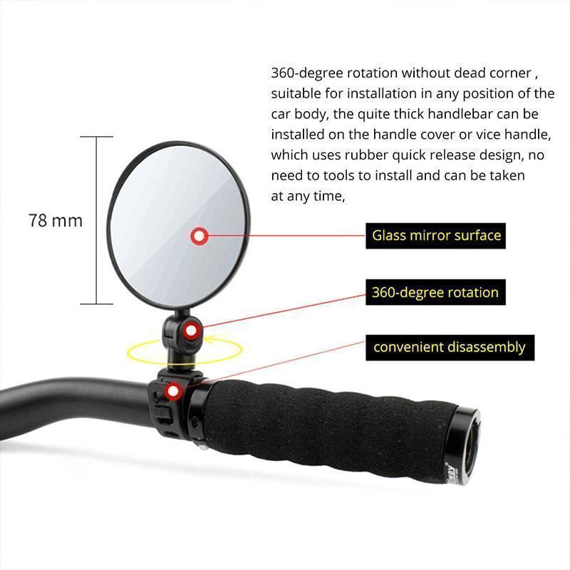 Rétroviseur de vélo réglable à 360° – Installation facile et vue arrière claire