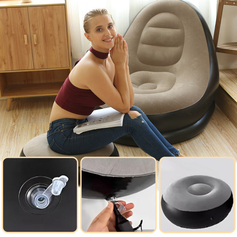 [Cadeau attentionné] Fauteuil poire gonflable épaissi pour adultes avec repose-pieds
