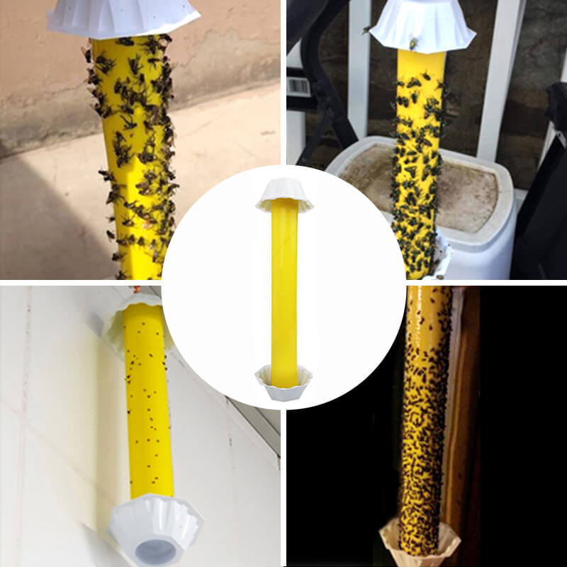 Double forme et résistant aux intempéries ! Piège collant de jardin – Drapeau en T et ruban, jaune vif pour aleurodes et sciarides
