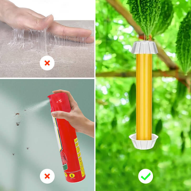 Double forme et résistant aux intempéries ! Piège collant de jardin – Drapeau en T et ruban, jaune vif pour aleurodes et sciarides