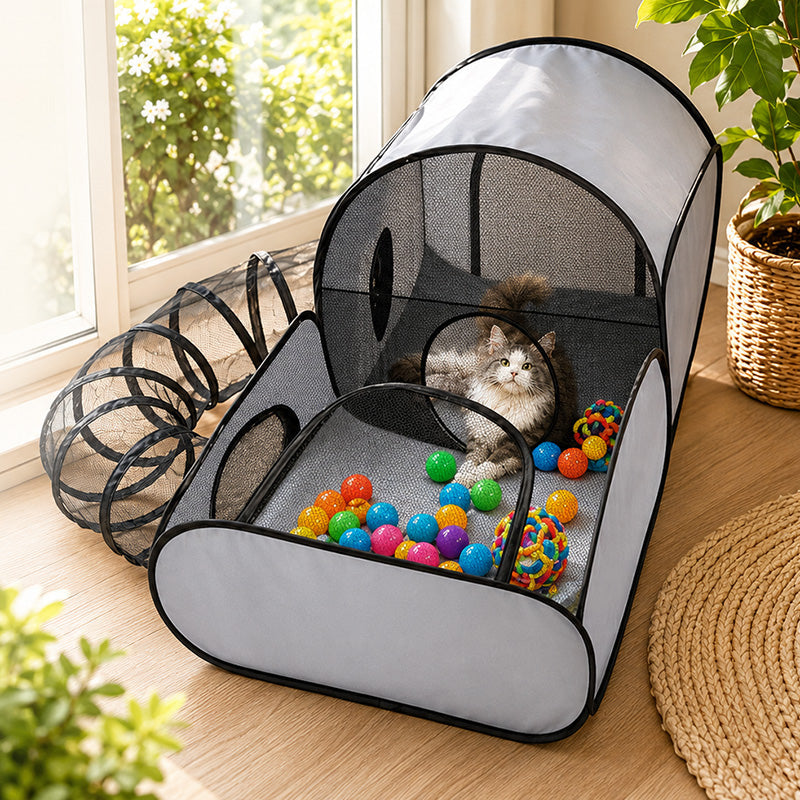 Grand tunnel pour chat pour jouer et se prélasser