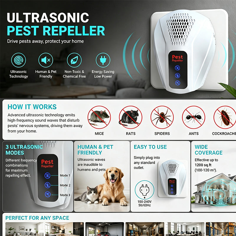 Répulsif de souris silencieux à ultrasons à 360°