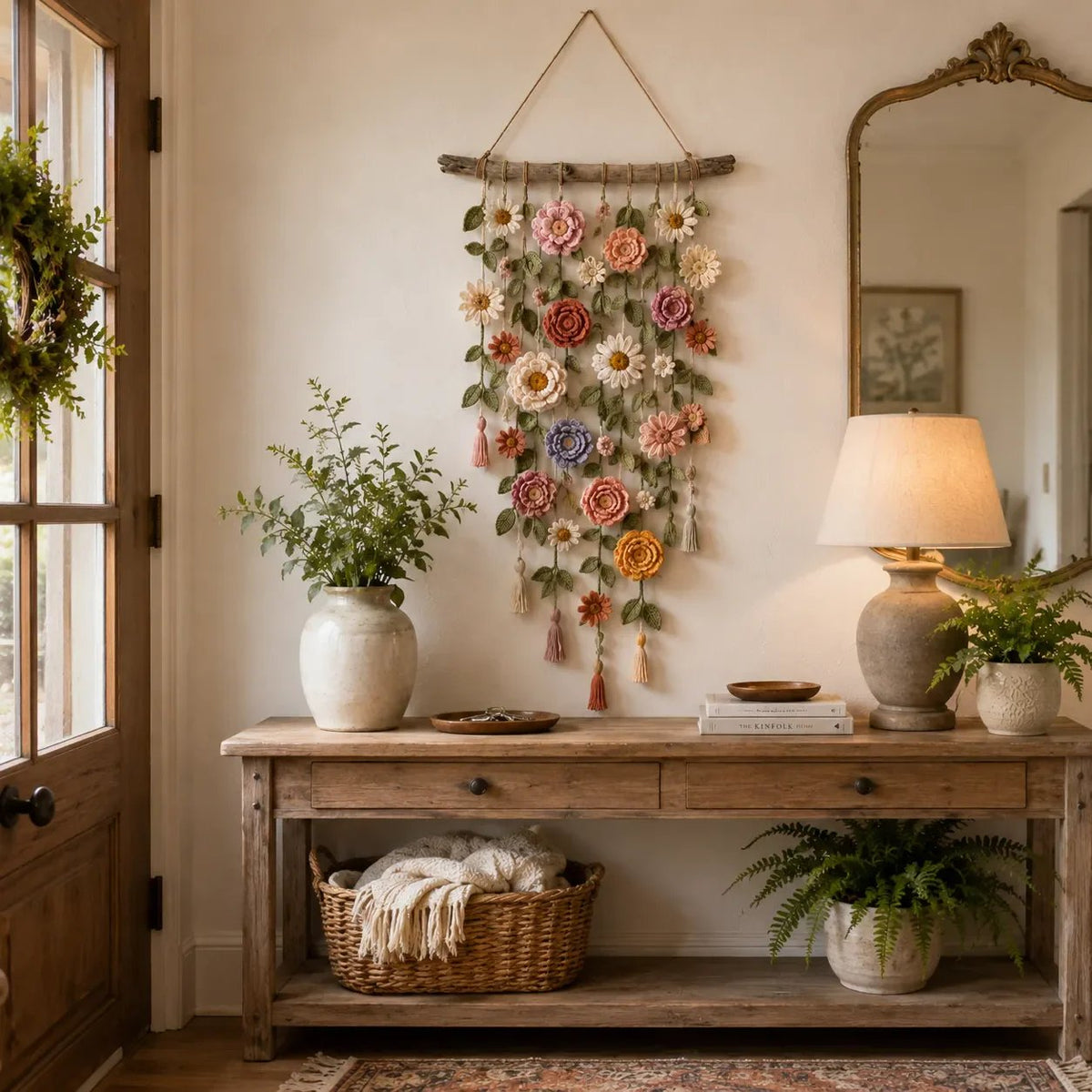 Décoration murale de fleurs au crochet