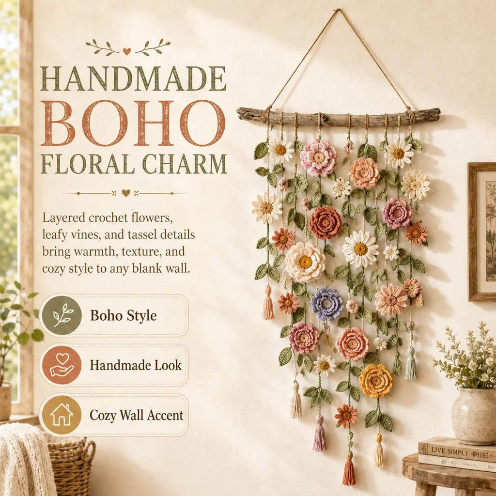 Décoration murale de fleurs au crochet