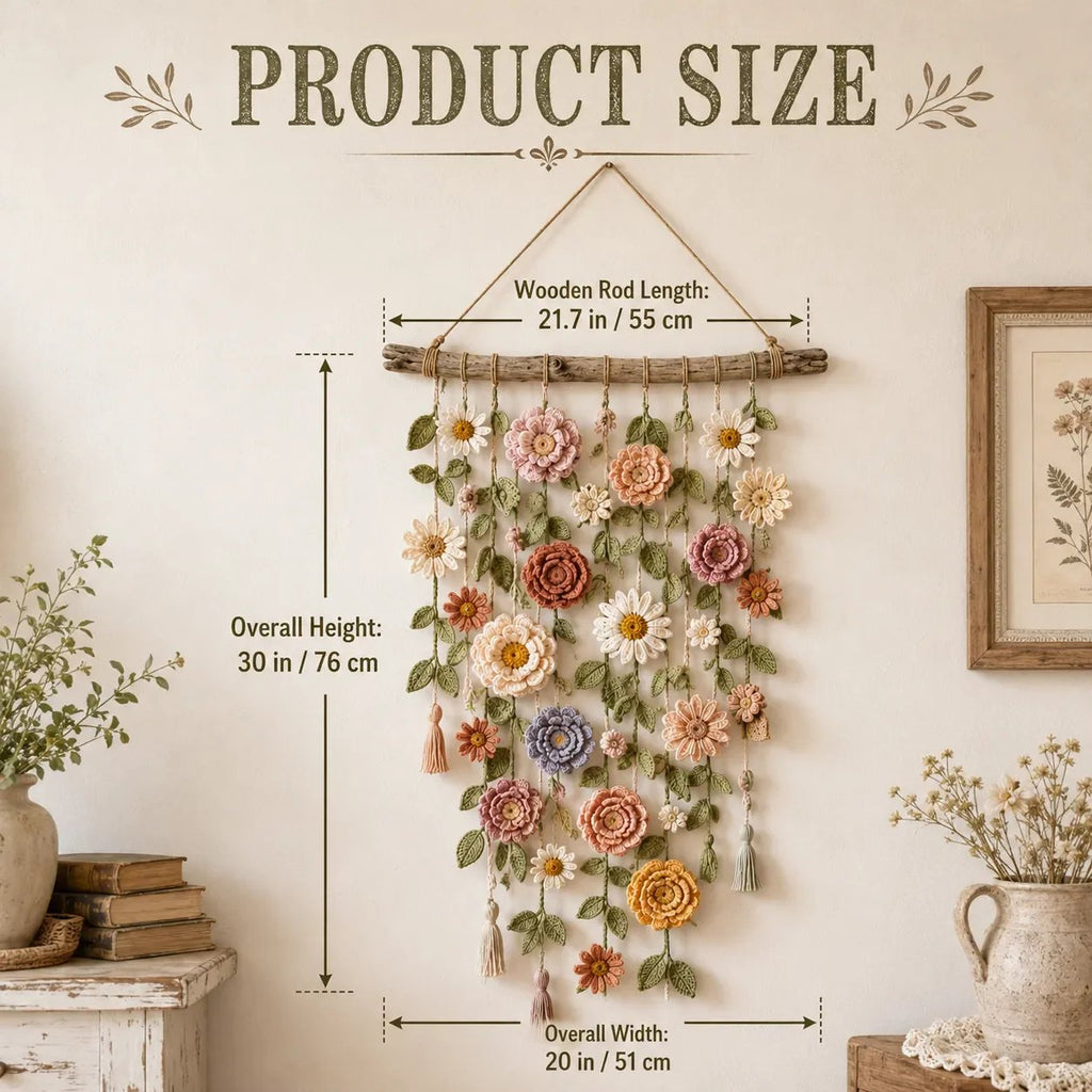 Décoration murale de fleurs au crochet
