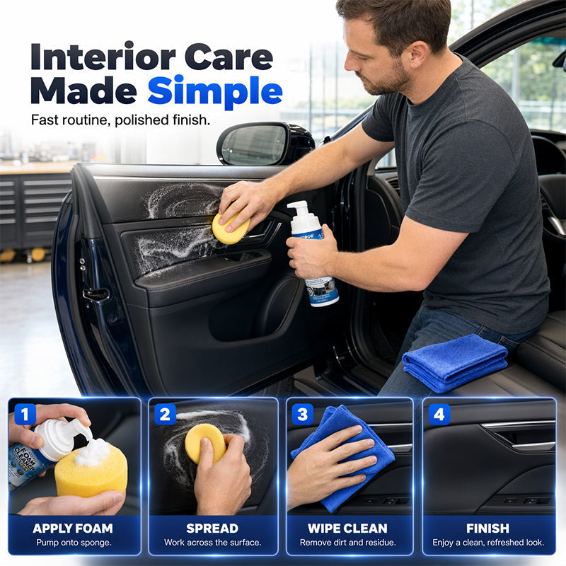 Nettoyant Mousse Multi-Fonctionnel pour Cuir et Vinyle d'Intérieur de Voiture 50ml