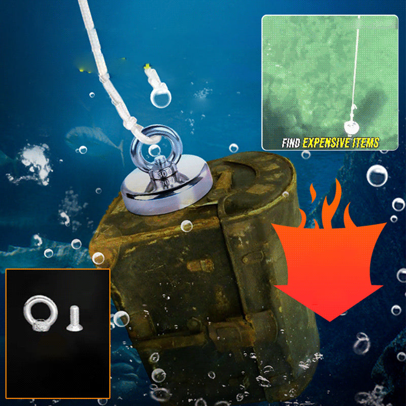 MAINTENANT ! Kit d'aimants de récupération magnétique pour eaux profondes – Forte traction, résistant à la rouille et durable – Parfait pour la chasse au trésor et la récupération sous-marine