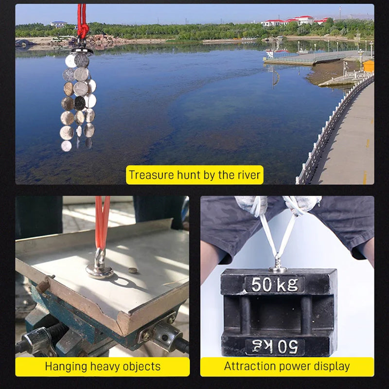 MAINTENANT ! Kit d'aimants de récupération magnétique pour eaux profondes – Forte traction, résistant à la rouille et durable – Parfait pour la chasse au trésor et la récupération sous-marine