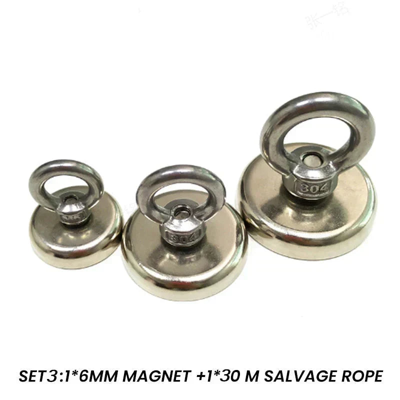 MAINTENANT ! Kit d'aimants de récupération magnétique pour eaux profondes – Forte traction, résistant à la rouille et durable – Parfait pour la chasse au trésor et la récupération sous-marine