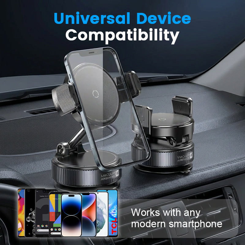 Support de téléphone magnétique universel et réglable pour voiture, base à ventouse Vacuum©, fixation magnétique stable, accessoire d'intérieur automobile