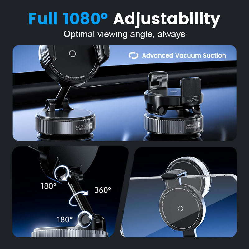 Support de téléphone magnétique universel et réglable pour voiture, base à ventouse Vacuum©, fixation magnétique stable, accessoire d'intérieur automobile