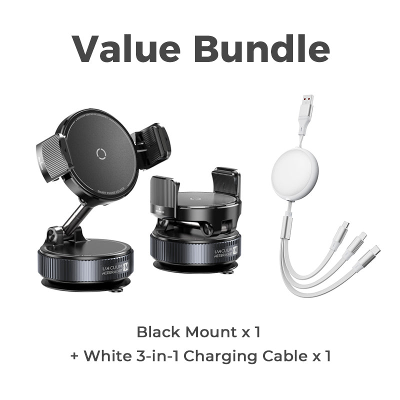 Support de téléphone magnétique universel et réglable pour voiture, base à ventouse Vacuum©, fixation magnétique stable, accessoire d'intérieur automobile