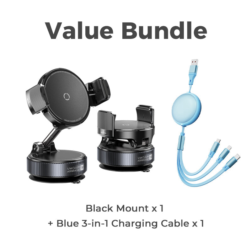 Support de téléphone magnétique universel et réglable pour voiture, base à ventouse Vacuum©, fixation magnétique stable, accessoire d'intérieur automobile
