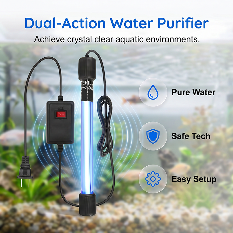 Branchez. Immergez. Clarifiez. Stérilisateur UV pour aquarium – 254 nm, quartz, 3-7 jours