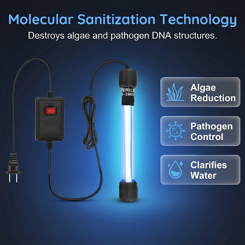 Branchez. Immergez. Clarifiez. Stérilisateur UV pour aquarium – 254 nm, quartz, 3-7 jours