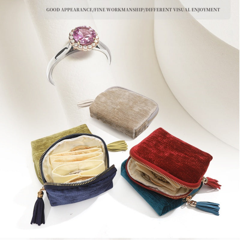 Mini Sac de Voyage à Bijoux avec Fermeture Éclair – Compact, Portable & Idéal pour Bagues, Boucles d'Oreilles & Colliers