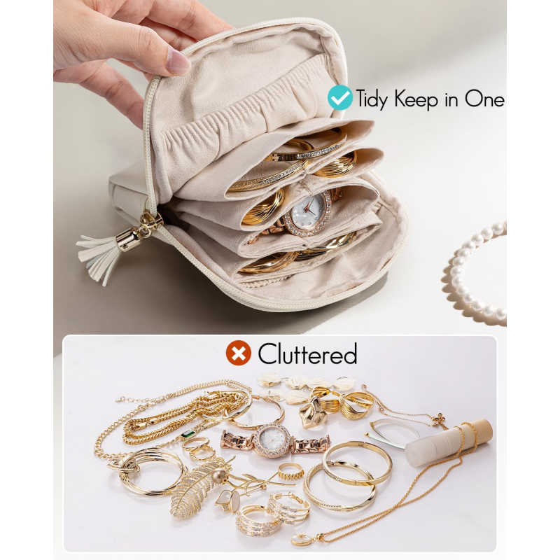 Mini Sac de Voyage à Bijoux avec Fermeture Éclair – Compact, Portable & Idéal pour Bagues, Boucles d'Oreilles & Colliers