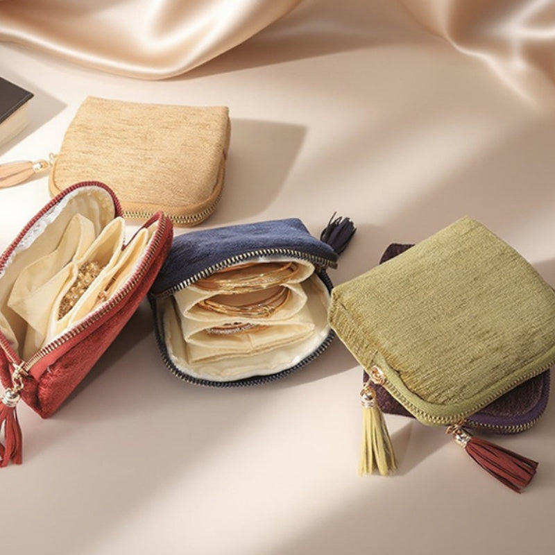 Mini Sac de Voyage à Bijoux avec Fermeture Éclair – Compact, Portable & Idéal pour Bagues, Boucles d'Oreilles & Colliers