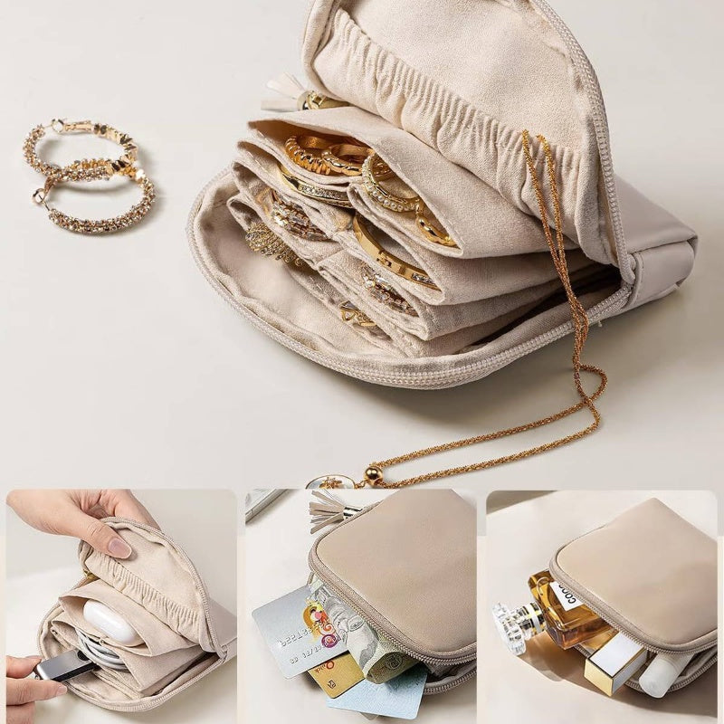 Mini Sac de Voyage à Bijoux avec Fermeture Éclair – Compact, Portable & Idéal pour Bagues, Boucles d'Oreilles & Colliers