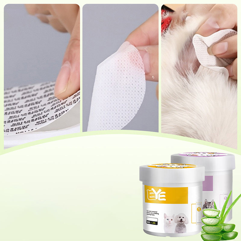 Surprise ! Garder votre ami à quatre pattes propre est essentiel ! Lingettes nettoyantes naturelles à base de plantes pour les yeux et les oreilles des animaux.