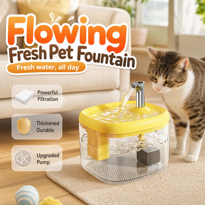 Distributeur d'eau silencieux pour animaux de compagnie avec bol en PET de qualité alimentaire Frais, coulant et parfait pour les buveurs exigeants