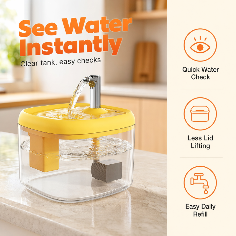 Distributeur d'eau silencieux pour animaux de compagnie avec bol en PET de qualité alimentaire Frais, coulant et parfait pour les buveurs exigeants