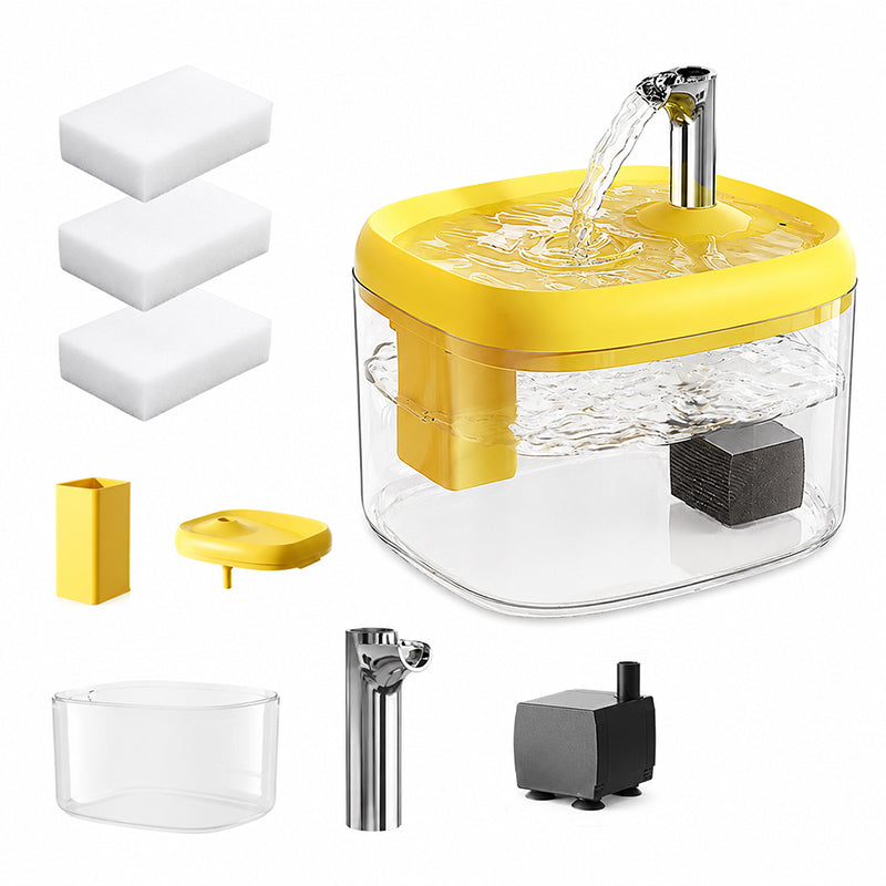 Distributeur d'eau silencieux pour animaux de compagnie avec bol en PET de qualité alimentaire Frais, coulant et parfait pour les buveurs exigeants