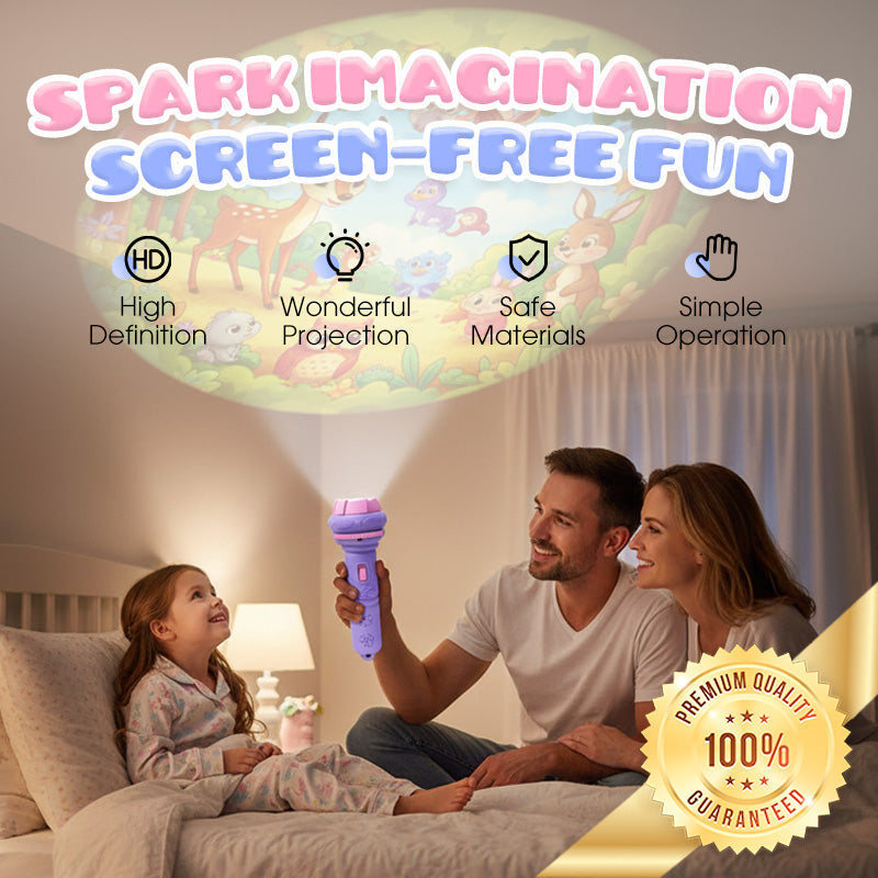 Lampe torche projecteur éducatif pour enfants Clic, projette et apprend – Une aventure nocturne de poche