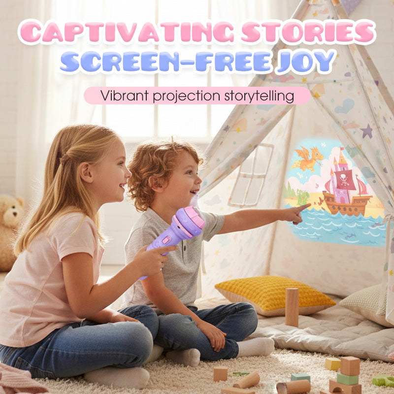 Lampe torche projecteur éducatif pour enfants Clic, projette et apprend – Une aventure nocturne de poche