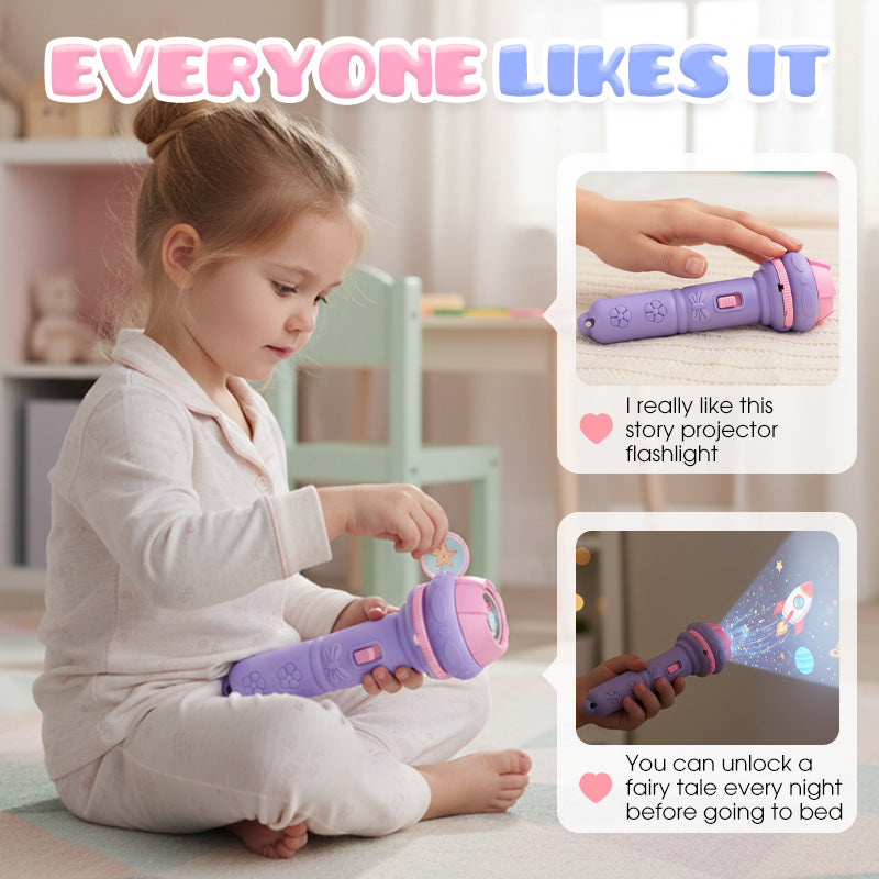 Lampe torche projecteur éducatif pour enfants Clic, projette et apprend – Une aventure nocturne de poche