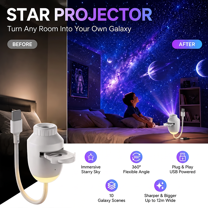 Veilleuse projecteur d'étoiles USB