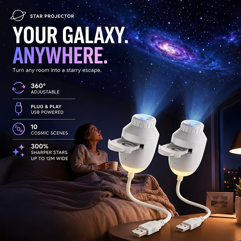 Veilleuse projecteur d'étoiles USB