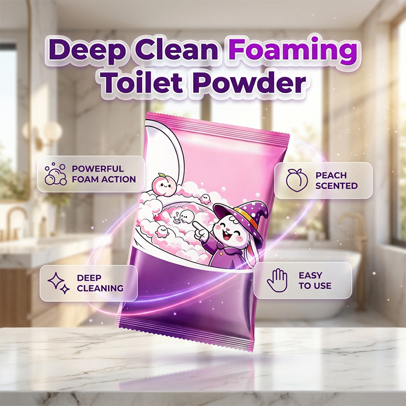 Poudre nettoyante moussante automatique pour cuvette de toilettes