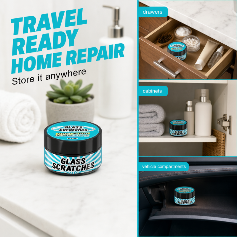 Pâte multi-usage pour la réparation des rayures sur le verre – 50 g, pour fenêtres, miroirs et vitres de voiture