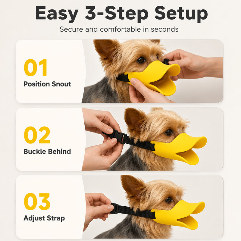 Surprise ! Protégez-vous et vos compagnons à fourrure ! Museau de chien en silicone en forme de bec de canard mignon