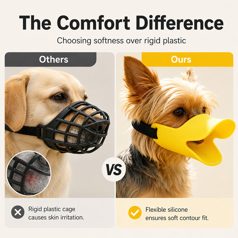 Surprise ! Protégez-vous et vos compagnons à fourrure ! Museau de chien en silicone en forme de bec de canard mignon