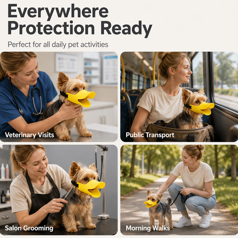 Surprise ! Protégez-vous et vos compagnons à fourrure ! Museau de chien en silicone en forme de bec de canard mignon